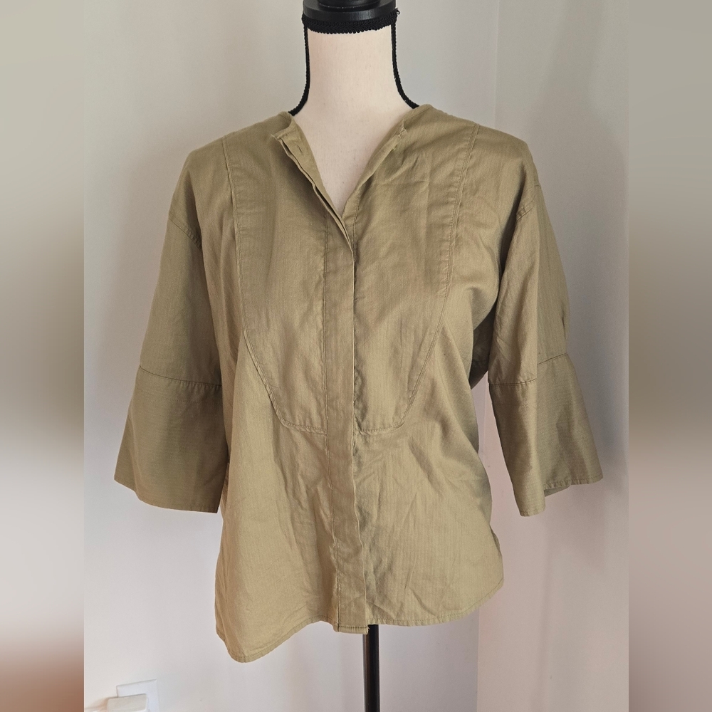 J. Crew Green Utility Pullover Blouse Top Small - Picture 2 of 9